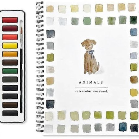 Akvarellityökirja, Lex Akvarellityökirja, Aloittelijaystävälliset Lintujen Akvarellityökirjat, 12 värin akvarellimaalisetti siveltimellä