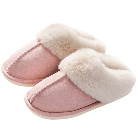 Dame hjemmesko Vintervarme Fluffy Skridsikre Ruskind Pelsfor/Skridsikker sål Indendørs og udendørs Hjemmesko 40-41