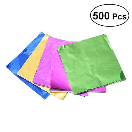 500pcs Food-Grade Chocolate Wrapping Paper Tin Aluminium Foil Paper Wrap Paper Packaging Chocolate Candy Bath Bombs Gift Package