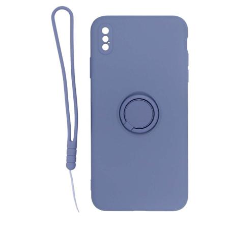 Iphone X/xs Silikonskal Med Ringhållare Och Handrem - Grå Grå