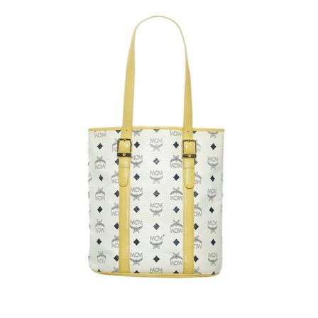 MCM Pre-owned Visetos Tote Taske Hvid, Dame Vintage Tasker, Størrelse: ONE Size