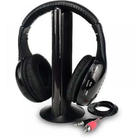 Trådløse TV-hodetelefoner Hjemmeheadset for TV-titting, TV-øre mikrofon 5 i 1 funksjoner med sender, FM-radio, 3,5 mm jack XXF