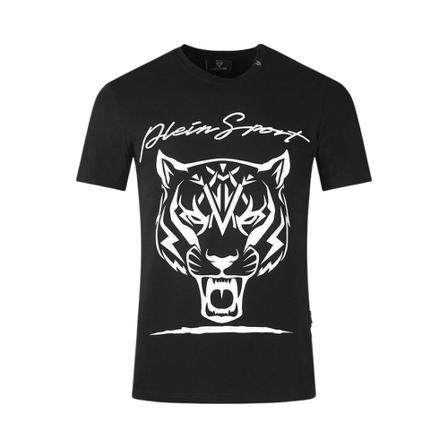 Plein Sport, Cotton Print T-Shirt Zwart, Heren, Maat:M