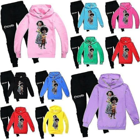 Kids Encanto Mirabel Antonio Print Casual träningsoverallsset V Blue 6-7 Years 130