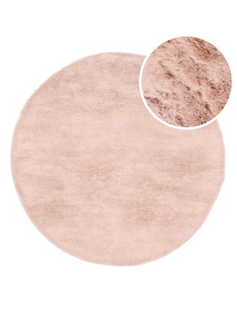 Hoogpolig Vloerkleed Ember Roze Rond Klein Oeko-Tex