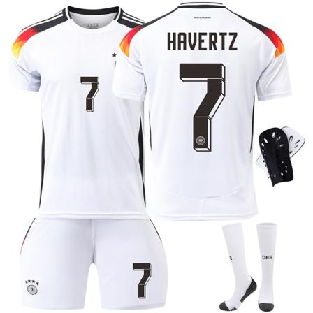 Tyskland Hjemme EM 2024 Drakt Fotballdrakt Barn Menn Kit Nr.7 HAVERTZ With socks+protective gear XXL