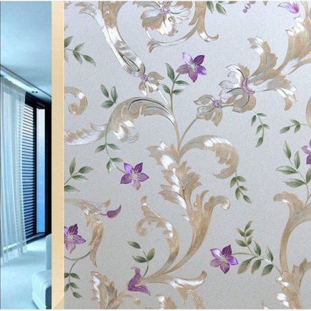 45 * 200cm Färgad Statisk Glasfilm Färgad Målad Morning Glory