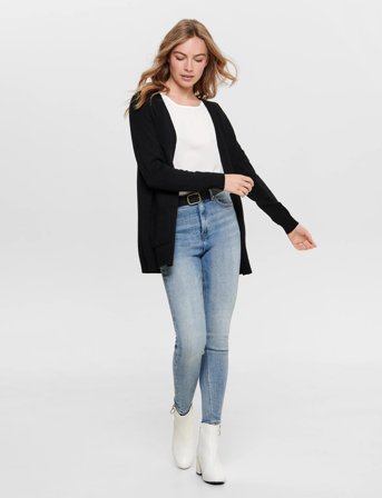 ONLY Onllesly L/S Open Cardigan Knt Noos - Black - M