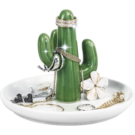 Kaktusringhållare Ringfat Keramik Smyckeskeramik Organizer Förvaringsplatta Dekorativa brickor