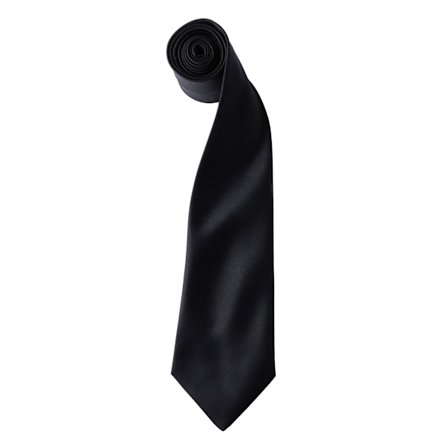 Premier Mens Plain Satin Tie (Narrow Blade) One Size Black