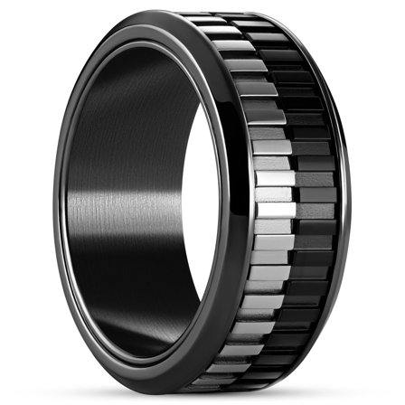 Tigris | 9 mm Black Stainless Steel Moving Ring for Men - Steel rings