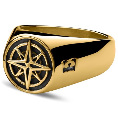 Atlas | Gold-tone North Star Signet Ring for Men - Signet rings