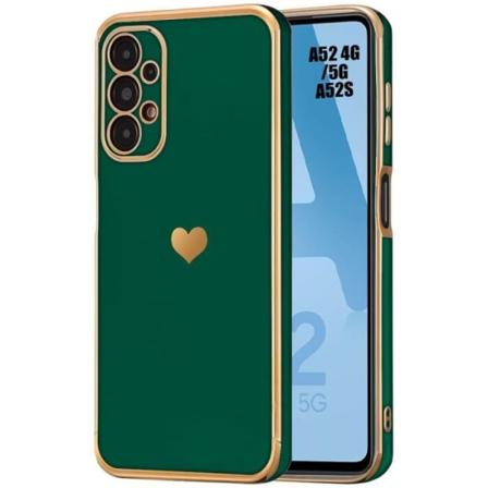 Etui til Samsung Galaxy A52 4G-5G A52s 5G Midnight Green Love Heart Luksus Stødsikker Blød Anti-ridse