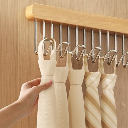 Udtræksbøjle med 8 kroge og træfinish - venstreorienteret