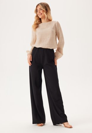 BUBBLEROOM Structured L/S Blouse Light beige S