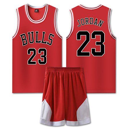 #23 Michael Jordan Basketballtrøje Sæt Bulls Uniform til Børn Voksne W Rød-FD-
