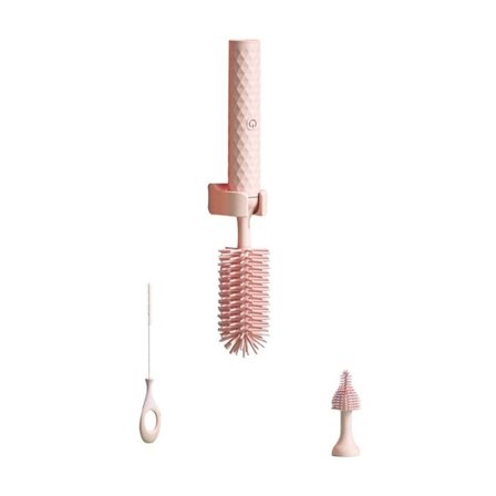 Baby Flaske Børste, Mamild Elektrisk Baby Flaske Renser med 2 Hoveder og Sugerørsbørste, Trådløs Lækagesikker Vandflaske Pink