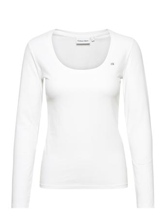 Small Ck Ls Scoop Neck Top White Calvin Klein