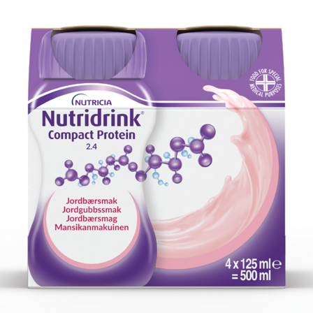 Nutridrink Compact Protein Næringsdrikk, Jordbær, 4x125 ml