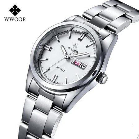 Montre Femme 2023 WWOOR Mode Damklockor Vattentät Kvarts Silver Klocka Kvinnor Automatiskt Datum Klänning Armbandsur Reloj Mujer