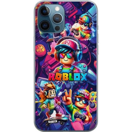 Kompatibel Mobilcover til Apple Apple iPhone 12 Pro Farverig Roblox gaming gruppe med hovedtelefoner, controllere og neonfarver perfekt til børn og g