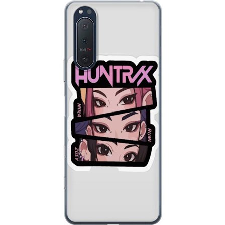 Yhteensopiva Puhelinkuori Sony Xperia 5 II K-pop-inspiroitunut futuristinen tyttöryhmä neonvaloissa ja kosminen sci-fi-kohtaus