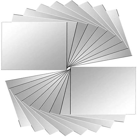 18 stk. Fleksibelt spejlark selvklæbende spejlfliser til hjemmet vægdekoration spejlklistermærker (15 x 15 cm)