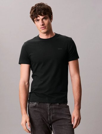 Calvin Klein Ss Slim Stretch Cotton Crewnk Te - Black - XL
