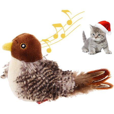 Kvidrende Fugl Kattelegetøj, Interaktivt Legetøj med Kvidrelyde Melodijagt Fuglelegetøj til Katte til Selvleg-XF17-
