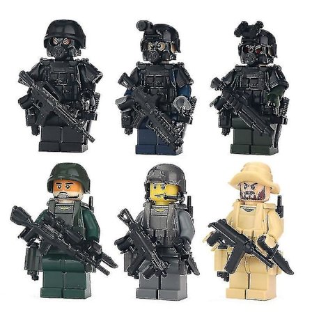6 Pcs Moc Swat City Mini Military Weapons Playmobil Figures Building Block Mini Toys