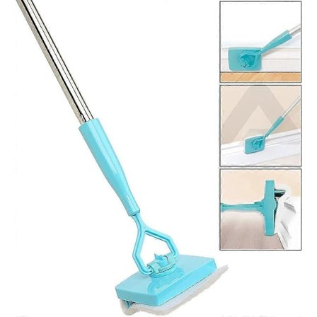 Skirting Rengøringsværktøj med Håndtag 2 Genanvendelige Rengøringspuder fra No-Bending Mop Skirting Rengøringsværktøj Langt Håndtag Justerbar Skirting