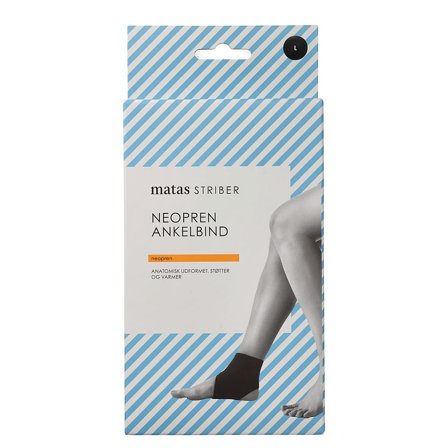 Matas Striber Neopren Ankelbind Sort L, Medicin & Pleje, Støttebind, Ankelstøtte