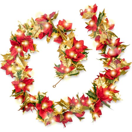 5,9 fot julekrans med julestjerne og lyslenke