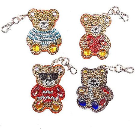 5d Diy Nyckelringar Diamantmålning Full Borr Rhinestone Nyckelring Rekvisita För Väskor Telefon Dekor (4 Pack)