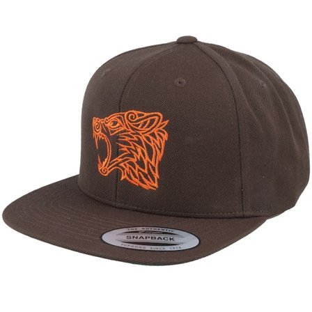 Vikings - Viking Wolf Orange/Dark Brown Snapback Snapback Brown Cap - @ Hatstore