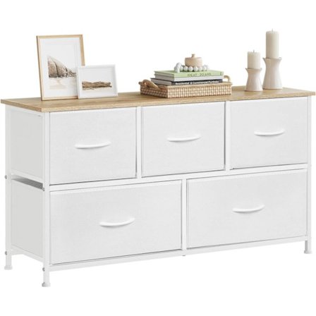 Rootz White and Brown Choker Cabinet 5 Drawers - Storage Chest - Organizer Unit - Sparar utrymme - 100x54x30cm