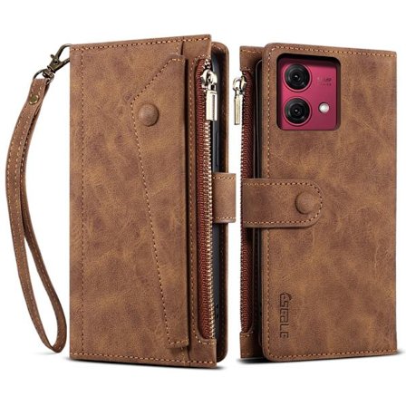 SKALO Motorola Moto G84 5G ESEBLE Big Wallet Lompakkokotelo - Ruskea