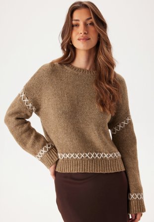 ONLY - Onlamanda Life Ls O-neck Detai - Malt Ball Detail:Melange