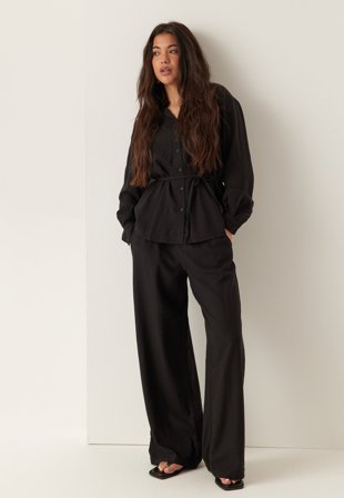 BUBBLEROOM - Linen Trousers - Black