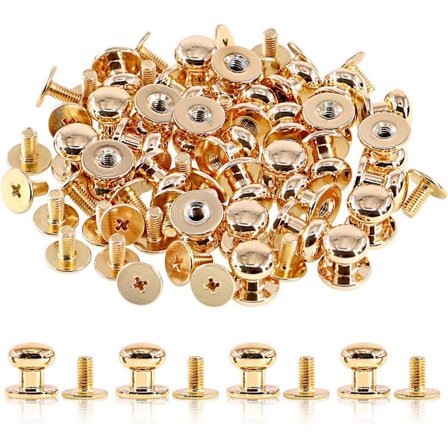 50 st Golda Rundhuvudsskruvar, Split Nails, Spiknitar, Läder R