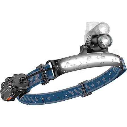 Vinterkampanj, kraftfull uppladdningsbar LED-pannlampa, pannlampa 2000 lumen, sensorzoom pannlampa, 6 lägen, Ipx65 vattentät halo-lampa, LED-