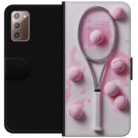 Kompatibelt Lommeboketui til Samsung Samsung Galaxy Note20 Rosa glasskuler og tennisracket i et kreativt, stille bilde med leken popfølelse og modern