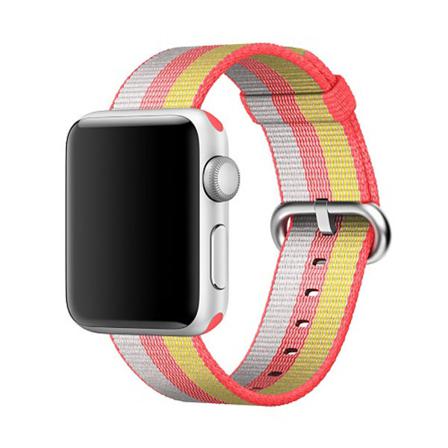 Armband För Apple Watch 38/40/41mm - Randig Vävd Nylon Röd & Gul
