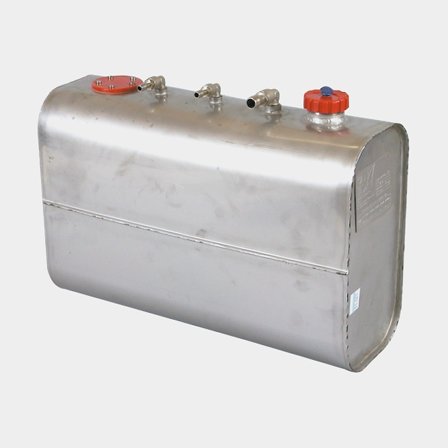 Tank RF 27l 500x170x320mm bränsletank i rostfritt stål med skruvlock, avtappning, återflöde och avluftning för båt