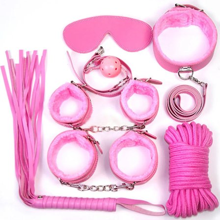 7st Sex Bondage Set BDSM Handbojor Piska Ögonmask Sexhalsband Munplugg Par Sex Flirta Sexleksaker för Träning Fetischism