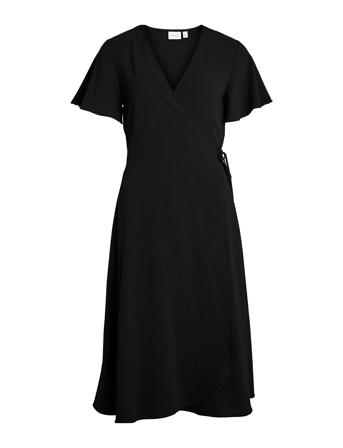 Vilovie S/S Wrap Midi Dress - Noos Dresses Summer Dresses Svart Vila*Betinget Tilbud