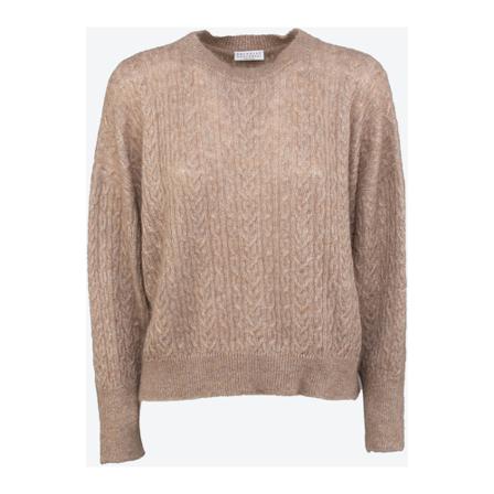 Brunello Cucinelli Round-neck Knitwear , Bruin , Dames , Maat: S Truis