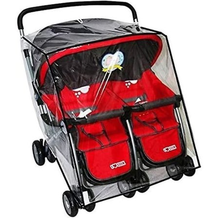 Universellt Sida vid Sida-Skydd Klart PVC Damm- och Vindtätt för Dubbelvagn - WELLNGS