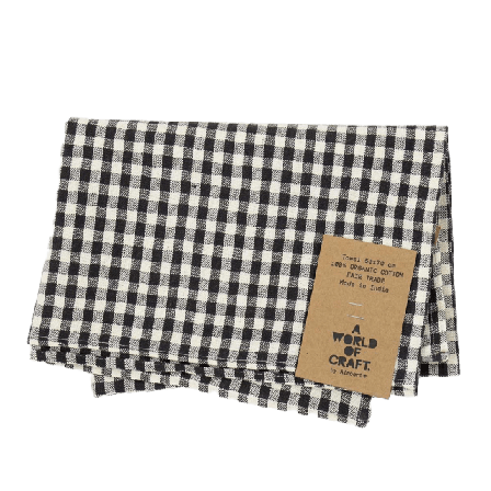 A World of Craft ECO KITCHEN CHECK Handduk, svart/natur Kökstextil Svart 50x70 cm