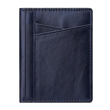 Män Kvinnor Smal Kreditkortsfodral Case Liten läderplånbok med ID-fönster, 8,5*10,5 cm blue